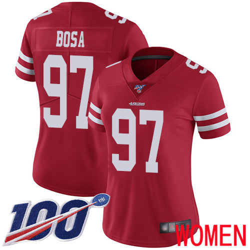 San Francisco 49ers Limited Red Women Nick Bosa Home NFL Jersey #97 100th Season Vapor Untouchable->san francisco 49ers->NFL Jersey